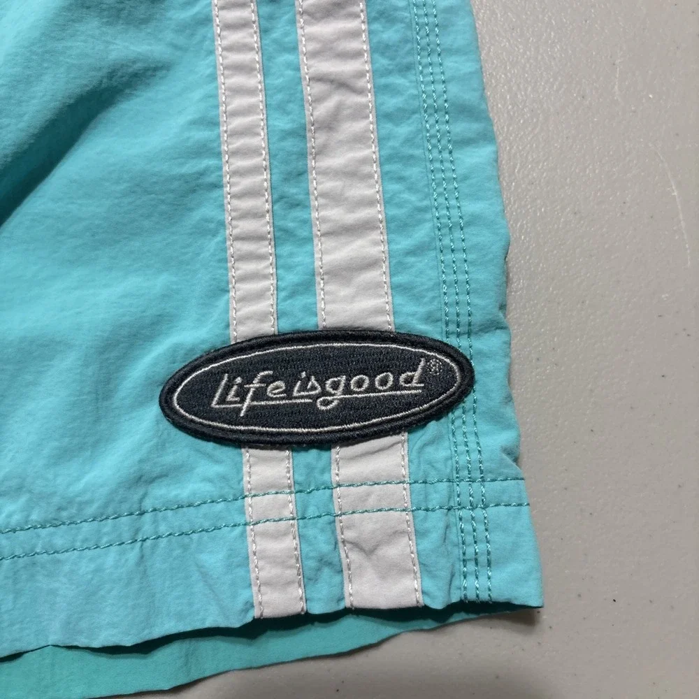 Life is Good Cargo Style Turquoise Board Shorts Lined Swim Trunks Men's XXL/TTG